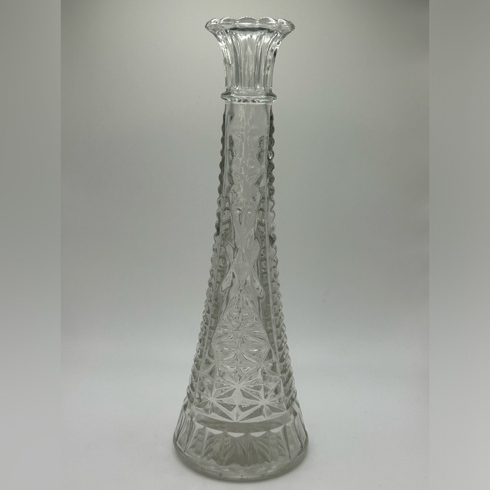 Vintage | 1970s | Anchor Hocking | Clear | Pressed Glass | Bud Vase | 9”